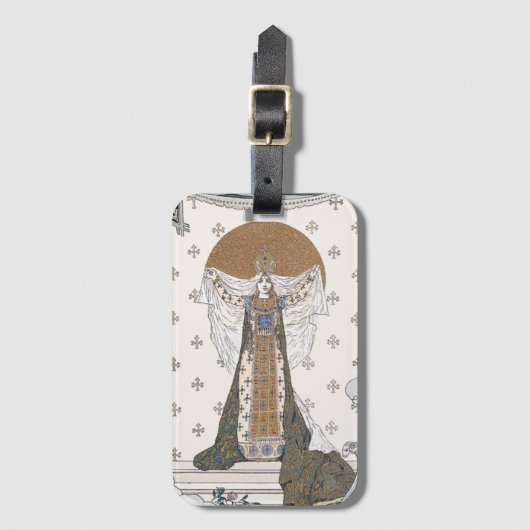 Vintage französische Kunst Nouveau Esclarmonde Gepäckanhänger (Vorderseite Vertikal)