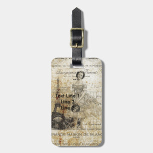 Vintage französische Lady Gepäckanhänger