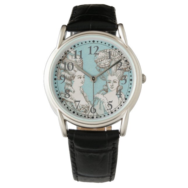 Vintage französische Ladys Illustriert Clock Armbanduhr (Vorderseite)