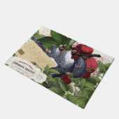 Vintage französische Land-Küchen-Huhn-Collage Fußmatte (Schrägansicht)