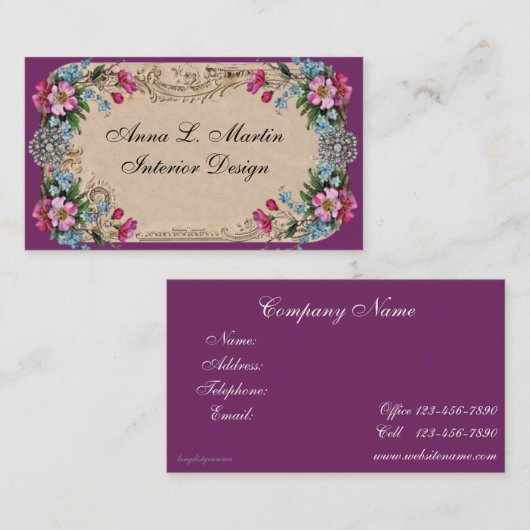 Vintage französische Länderkarten Visitenkarte (Vorne/Hinten)