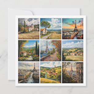Vintage französische Landschaft und romantisches P Feiertagskarte