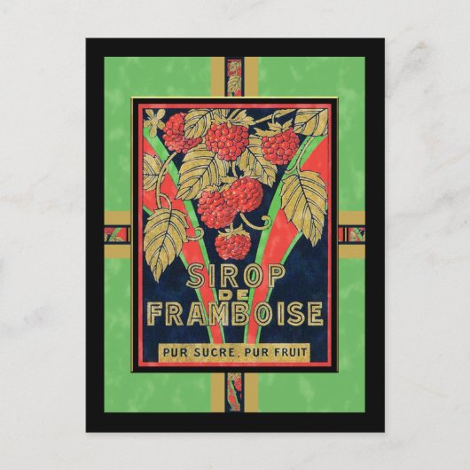 Vintage französische Lemon Raspberry Sirup Labels Postkarte (Vorderseite)