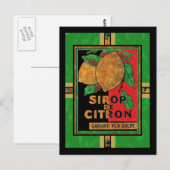 Vintage französische Lemon Raspberry Sirup Labels Postkarte (Vorne/Hinten)
