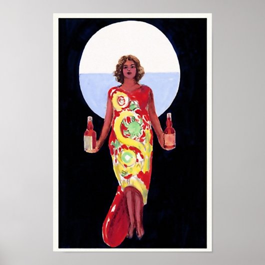 Vintage französische Likör-Frau 1920 Art-Déco-Post Poster (Vorne)