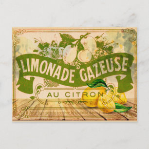 Vintage Französische Limonade Sommer Zitrus Zitron Postkarte