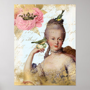 Vintage französische Marie Antoinette shabby Poster