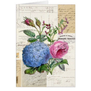 Vintage französische mit Blumenkarte