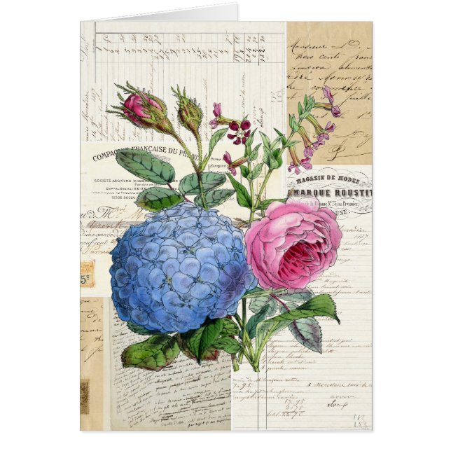 Vintage französische mit Blumenkarte (Vorne)