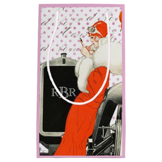 Vintage französische Mode-Illustrationszwanziger Kleine Geschenktüte (Vorderseite)