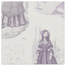 Vintage französische Mode Toile lila und weiß