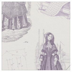 Vintage französische Mode Toile lila und weiß Stoff
