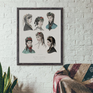 Vintage französische Modeillustration Frauen mit H Poster