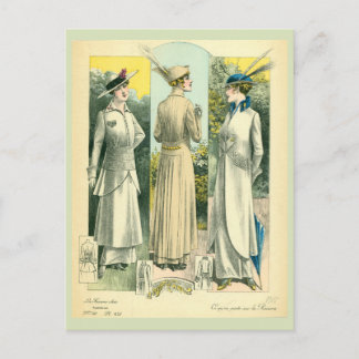 Vintage französische Modeskizze Postkarte