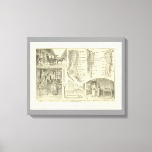 Vintage französische Nahrung, die Schnitte des Leinwanddruck