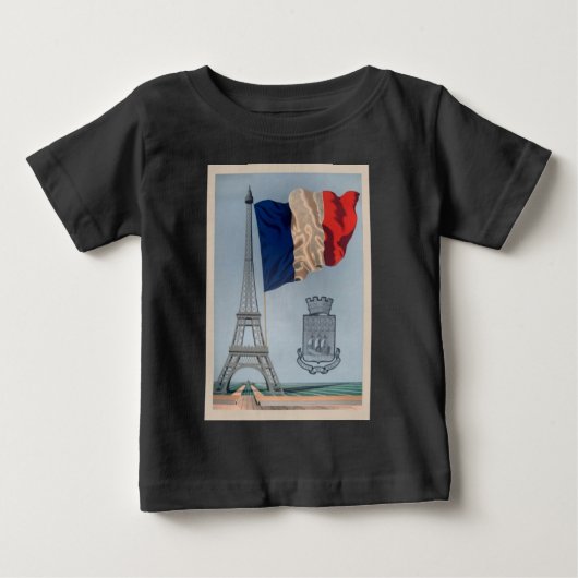 Vintage französische Nationalflagge und Eiffelturm Baby T-shirt (Vorderseite)