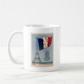 Vintage französische Nationalflagge und Eiffelturm Kaffeetasse (Links)