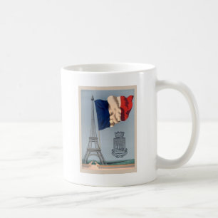 Vintage französische Nationalflagge und Eiffelturm Kaffeetasse
