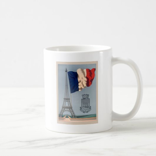 Vintage französische Nationalflagge und Eiffelturm Kaffeetasse (Rechts)