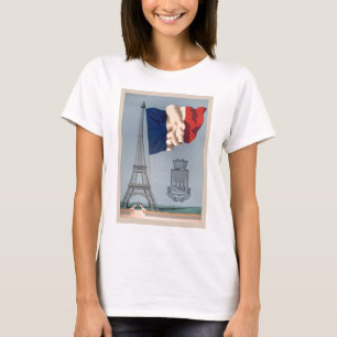 Vintage französische Nationalflagge und Eiffelturm T-Shirt