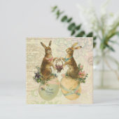 Vintage französische Osterhasen Feiertagskarte (Stehend Vorderseite)