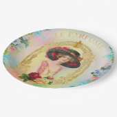 Vintage französische Papierplatte Pappteller (Schrägansicht)