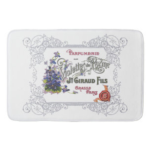 Vintage französische Parfüm-Anzeige mit Veilchen Badematte
