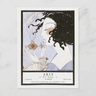 Vintage französische Parfüm-Mode-IllustrationPostk Postkarte