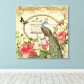 Vintage französische Pfauengedehnte Leinwand (Insitu (Holzboden))