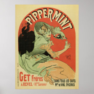 Vintage französische Pfefferminzliköre und Chéret Poster