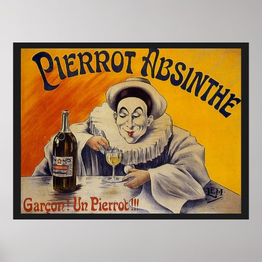Vintage französische Pierrot Absinthe-Werbung Poster (Vorne)
