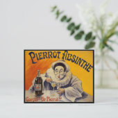 Vintage französische Pierrot Absinthe-Werbung Postkarte (Stehend Vorderseite)