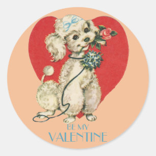 Vintage französische Poodle-RundValentinaufkleber Runder Aufkleber
