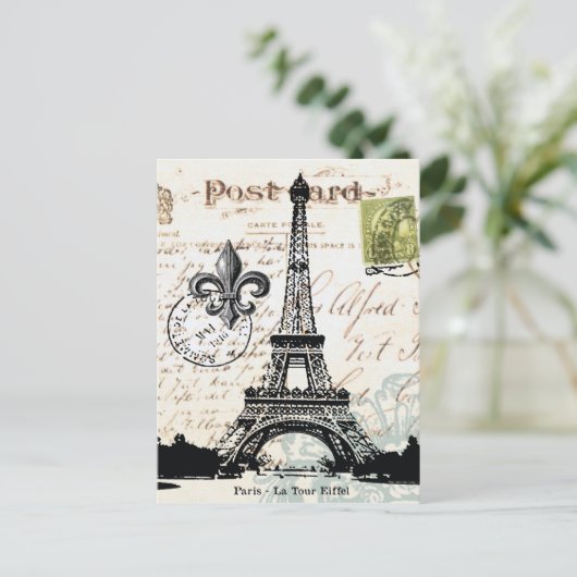 Vintage französische Postkarte des Eiffelturms (Stehend Vorderseite)