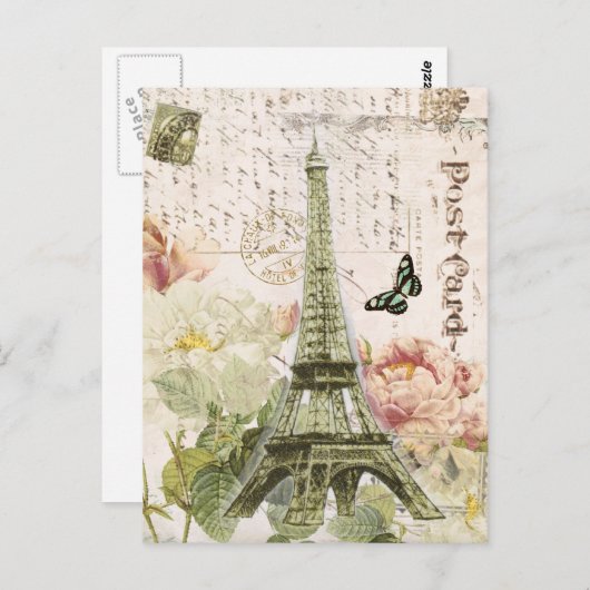 Vintage französische Postkarte des Eiffelturms (Vorne/Hinten)