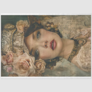 Vintage französische Preppy-Lady-Decoupage Seidenpapier