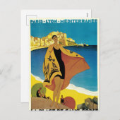 Vintage französische Reise Feiertagspostkarte (Vorne/Hinten)