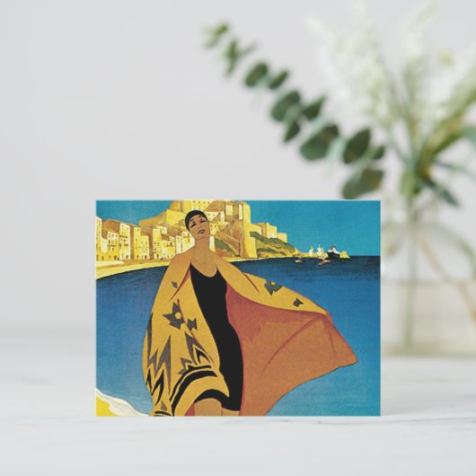 Vintage französische Reise Feiertagspostkarte (Stehend Vorderseite)