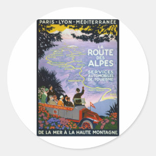 Vintage französische Reiseplakat-Kunst Runder Aufkleber