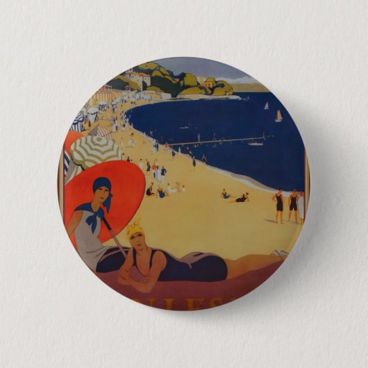 Vintage französische Reisewerbung Button (Vorderseite)