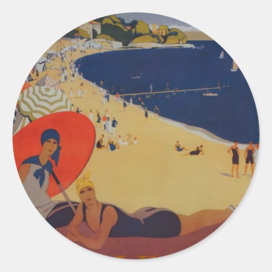 Vintage französische Reisewerbung Runder Aufkleber (Vorderseite)