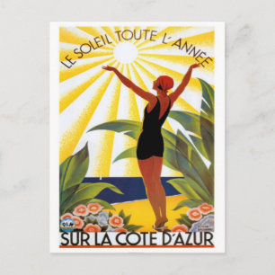 Vintage Französische Riviera, Frankreich - Postkarte