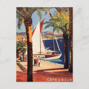 Vintage Französische Riviera, Frankreich - Postkarte