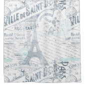 Vintage französische Romance Collage Blue ID226 Duschvorhang (Vorderseite)