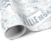 Vintage französische Romance Collage Blue ID226 Geschenkpapier (Rolleneckpunkt)