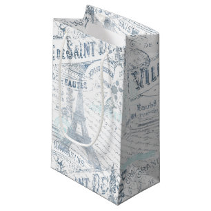 Vintage französische Romance Collage Blue ID226 Kleine Geschenktüte