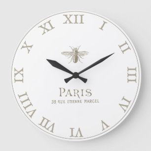 Vintage französische römische Ziffern Paris Biene Große Wanduhr