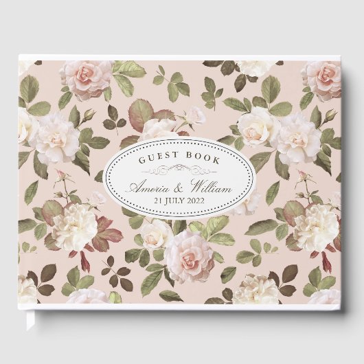 Vintage französische Rose Hochzeitsbuch Gästebuch (Vorderseite)