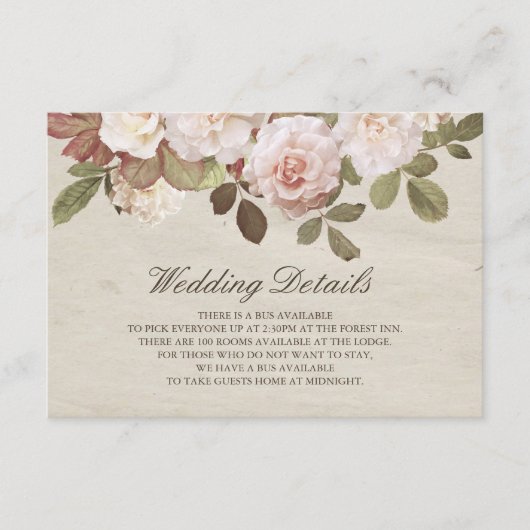 Vintage französische Rose Hochzeitskarte Begleitkarte (Vorderseite)