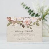 Vintage französische Rose Hochzeitskarte Begleitkarte (Stehend Vorderseite)